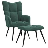sillon lounge de diseno moderno con reposapies de terciopelo verde oscuro dec026630