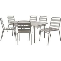 conjunto de muebles de jardin metalicos bilbao - 6 plazas - taupe