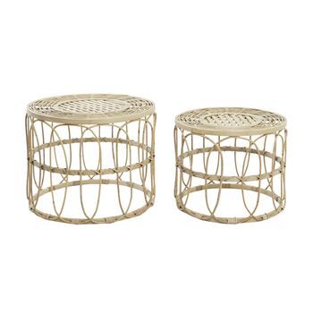 Mesita Auxiliar Set 2 Ratan 50x50x41,5 Natural