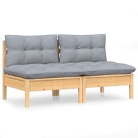 sofa de jardin de 2 plazas  sofa de exterior con cojines madera maciza pino gris