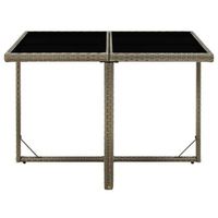 mesa de jardin  mesa de exterior ratan sintetico y vidrio gris 109x107x74 cm