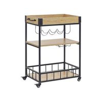 carrito de cocina madera clara negro mdf botellero ruedas moderno comedor hullet