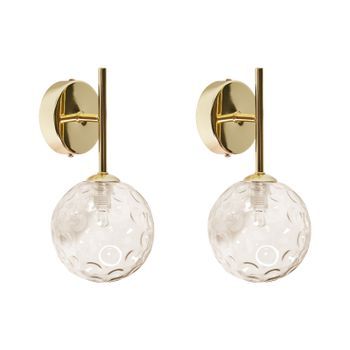 Conjunto De 2 Lámparas De Pared Modernas Glam Hierro Y Cristal Anadyr Dorado Beige