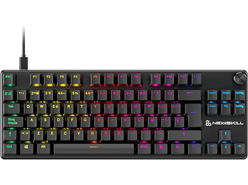 Teclado gaming - NEWSKILL Serike V2 TKL, USB tipo A, extraible, Teclas iluminadas, Con rueda de volumen, Negro