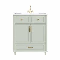 mueble bajo lavabo con lavabo de ceramica 81455865 cm - cajon soft-close gran capacidad de almacenamiento tiradores metalicos proteccion contra desbordamiento - verde
