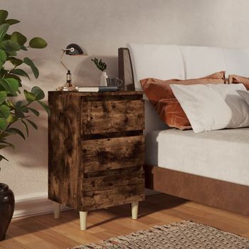 Mesita De Noche - Mueble Para Dormitorio - Madera De Ingeniería - Roble Ahumado (40x35x69cm)