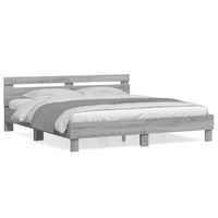 cama con cabecero madera de ingenieria gris sonoma 180x200 cm vidaxl