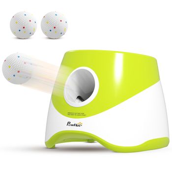 PawHut Lanzador de Pelotas para Perros Automático con 3 Pelotas ETPU Distancias Ajustables 6/10/14m Juguete Interactivo Verde