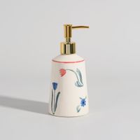 dispensador de jabon de ceramica con flores