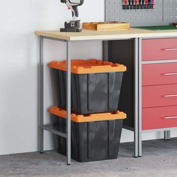 Vidaxl Mesa De Esquina Gris 55 X 55 X 85 Cm Acero Y Madera Engineered