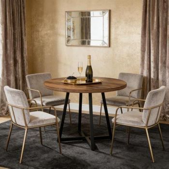 Mesa Redonda Comedor Oficina Escritorio Ordenador Compacta Mdf Metal Marrón Negra Mesa Moderna Para Reuniones Trabajo Hogar