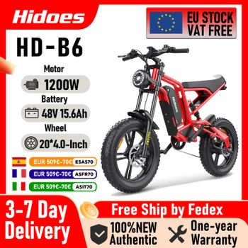Bicicleta Eléctrica Hidoes B6 con Motor de 1200W, Batería de Litio de 48V 15.6AH, Neumáticos Gruesos de 20*4 Pulgadas para Nieve