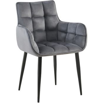 Silla De Comedor De Terciopelo Tirana Gris Oscuro 59x62x87 Cm Clp