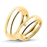alianzas de acero chapadas en oro amarillo con engaste de piedras