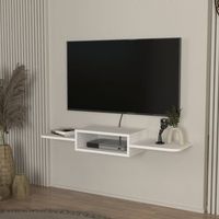 mueble de tv flotante tar con 2 estantes 115x30x16 cm - blanco encasa