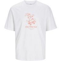 jack  jones camiseta 12263604 jorgame tee ss crew neck tg bright white print orange para hombre