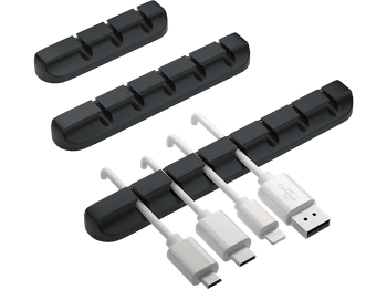 Soporte de cable - ISY ICA-1000, Portacables, 3 Piezas, Silicona, Negro