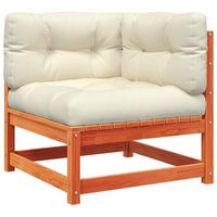 sofa de esquina de jardin  sofa de exterior y cojines madera pino marron cera