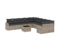 vidaxl set de sofas de jardin 11 pzas y cojines ratan sintetico gris