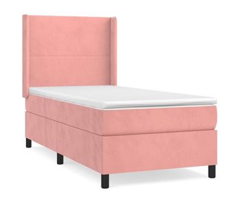 Cama box spring con colchón terciopelo rosa 90x200 cm diseño plano