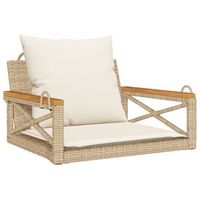 banco columpio  banco de jardin con cojines ratan sintetico beige 63x62x40 cm