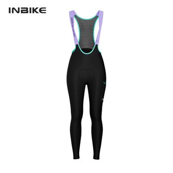INBIKE-pantalones con pechera para ciclismo profesional para mujer, ropa de ciclismo de lana a prueba de viento, pantalones acolchados de Gel para bicicleta de carretera, invierno