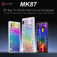ajazz mk87 pro teclado mecanico de 87 teclas con pantalla tres modos anillo de sellado personalizado con cinco capas de aislamiento acustico bateria de iones de litio de 10000mah