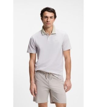 BOSS para hombre. 50507814 Polo de piqué con logo estampado gris (XL), Casual, Algodón, Manga corta