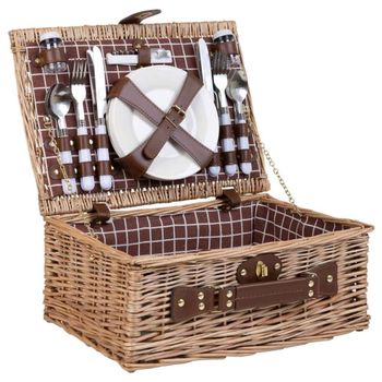 Cesta de picnic marrón 40x28x20