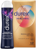 durex real feel preservativos 12 uds  perfect connection lubricante 50 ml