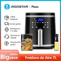 freidora de aire sin aceite 7l pantalla led tactil 8 funciones cesta antiadherente extraible libro de recetas incluido 1900