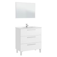 mueble de bano 3 cajones espejo y con lavabo ceramico 80 cm