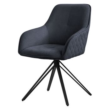 Silla de comedor giratoria color antracita tapizado de tela tejida