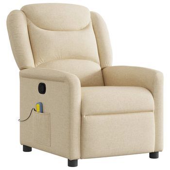 Sillón De Masaje Reclinable De Tela Crema Vidaxl