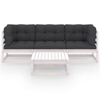 muebles de jardin 4 uds  mesa y sillas con cojines de madera de pino maciza