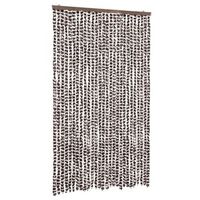 cortina antimoscas chenilla marron y blanco 118x220 cm vidaxl