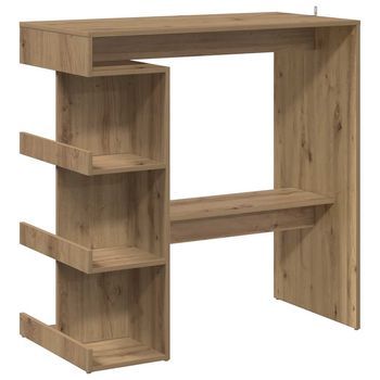 Mesa Bar Con Estante Almacenaje Roble Artisan 100x48x101,5 Cm