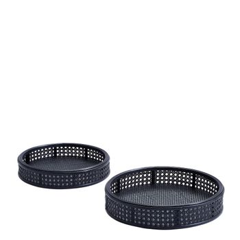 Set de 2 bandejas decorativas redondas negras l16