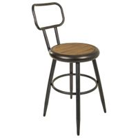 taburete de metal y madera marron 42x54x92