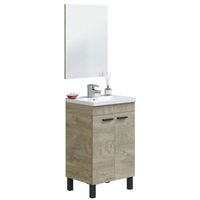 mueble bano aseo  espejo roble alaska 2 puertas industrial moderno 50x40 cm con lavamanos ceramico