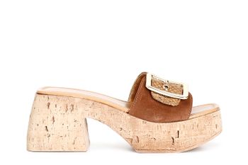 zapatilla de ante y rafia con hebilla tan 40