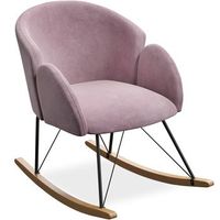 sillon mecedora con reposabrazos - tapizado en terciopelo - freia rosa claro