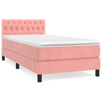 Cama Tapizada 193x90x88 Cm Terciopelo - Rosa