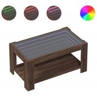 mesa de centro y led madera ingenieria marron roble 93x53x45 cm vidaxl