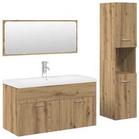 juego de muebles bano 4 piezas madera ingenieria roble artisan vidaxl