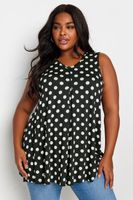 yours top sin mangas negro de lunares blancos mujer curvy y tallas grandes yours