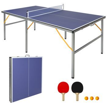 Mesa De Ping Pong - Tenis De Mesa Plegable - Mdf Y Acero - Azul (182x91x76.2cm)