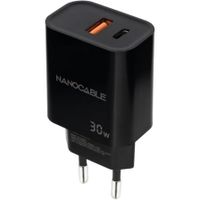 cargador de pared nanocable 10102012 1xusb 1xusb tipo-c 30w negro