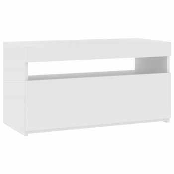 Mueble Tv | Mueble De Salón | Armario Tv Con Luces Led Blanco 75x35x40 Cm
