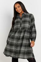 yours vestido bluson de cuadros grises en algodon mujer curvy y tallas grandes yours